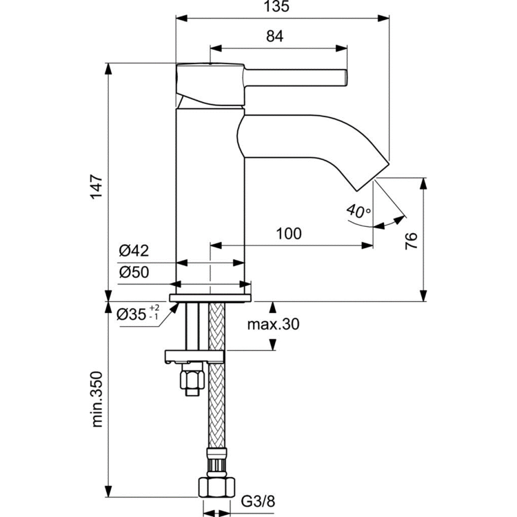 BC268XG Смеситель для раковины Ideal Standard CERALINE - Вид №3
