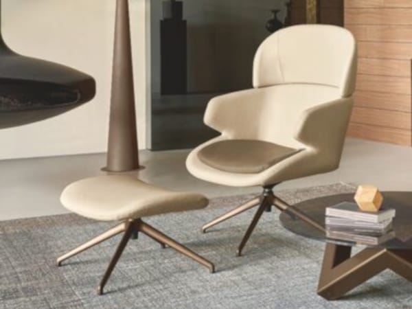 Тканевое вращающееся кресло с подставкой для ног RIFLESSI ARCH-00034560 - Вид №1