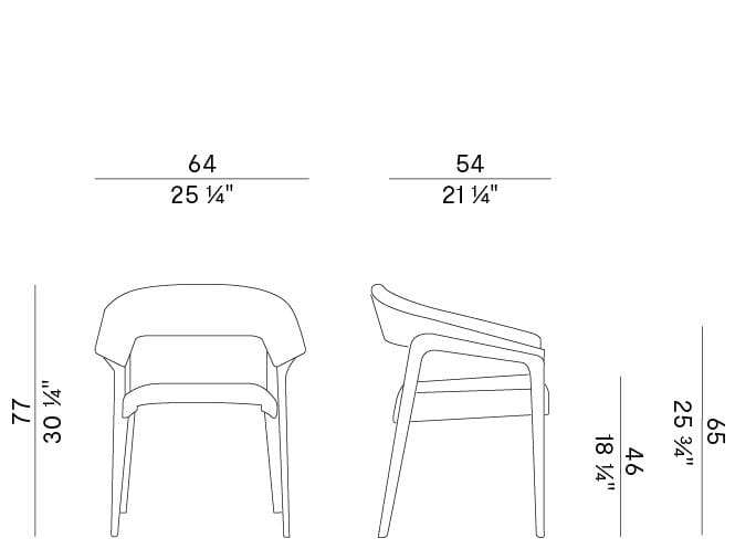 Кресло из ясеня и ткани с подлокотниками Potocco ARCH-00092601 - Вид №3