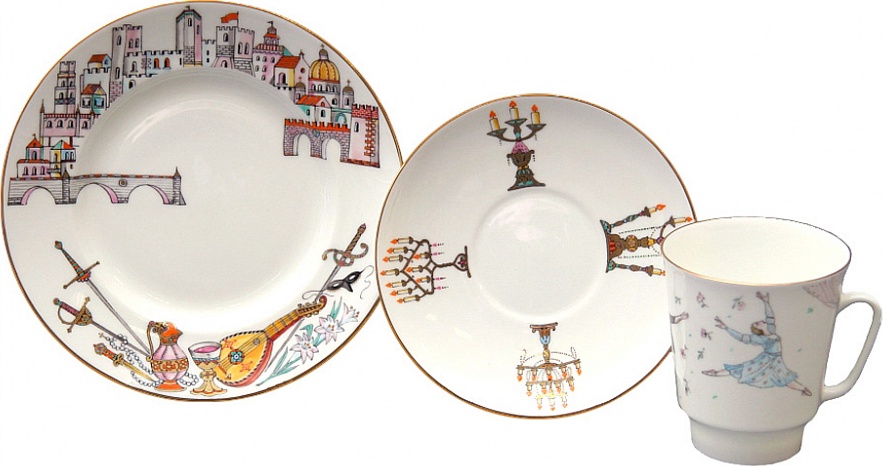 10567960 Императорский фарфоровый завод Комплект из 3пр "Ромео и Джульетта" "Майская Балет" Фарфор костяной 