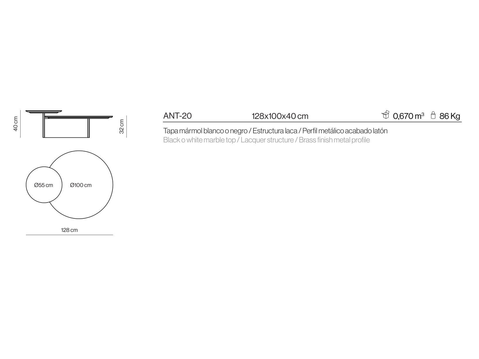 Мраморный журнальный столик с металлической основой Kendo Mobiliario Ant ARCH-00132923 - Вид №3