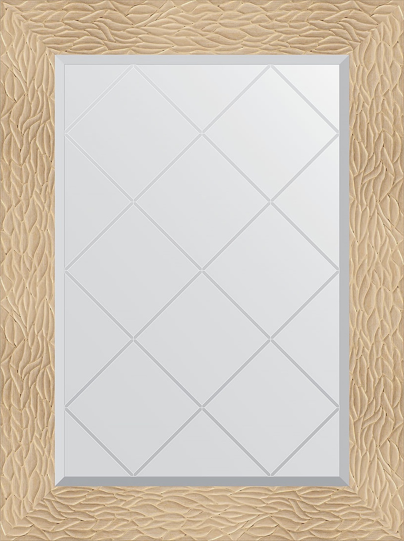 BY 4107 Зеркало с гравировкой в багетной раме - золотые дюны 90 mm EVOFORM Exclusive-G