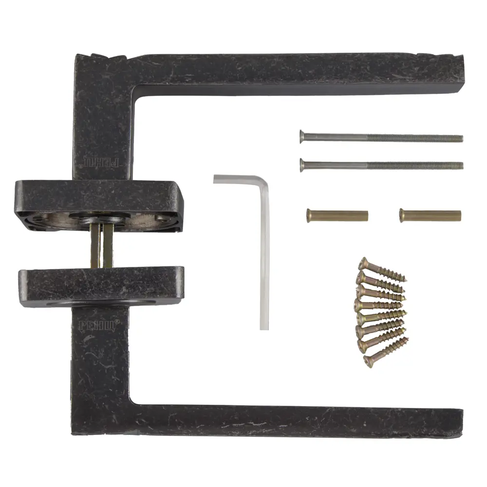 Ручки дверные на розетке Renz DH 77-02, ЦАМ, цвет античное серебро STLM-2125130 - Вид №2