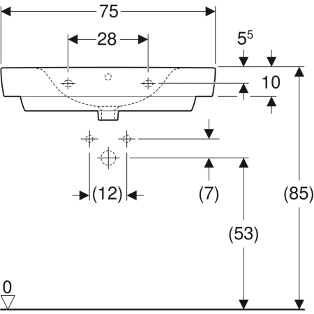 501.728.00.1 Накладная раковина Geberit Renova Plan с полкой Geberit  - Вид №9