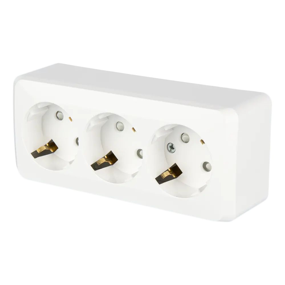 Тройная розетка SYSTEME ELECTRIC Этюд с заземлением для открытого монтажа 17949511 STLM-0009049 - Вид №1