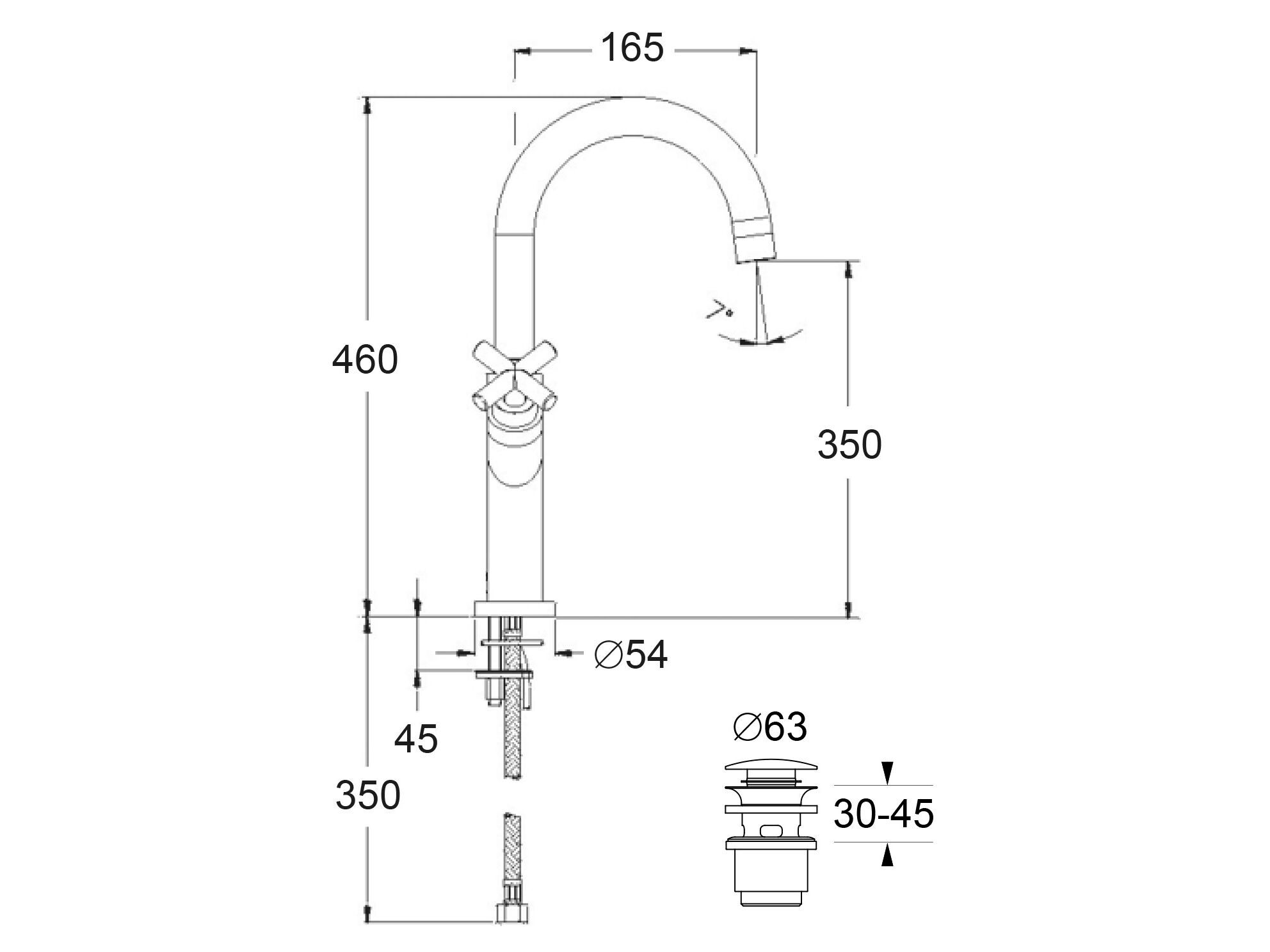 Смеситель для раковины с поворотным горлышком GUGLIELMI RUBINETTERIE Вера ARCH-00126444 - Вид №1