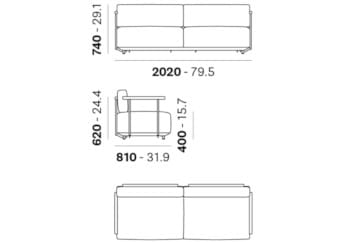 3-местный тканевый садовый диван Pedrali Arki-Sofa ARCH-00145346 - Вид №4