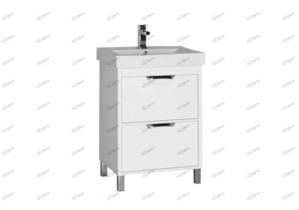 Тумба под раковину Aquanet Гретта 60 белый (2 ящика) sun-id-276019