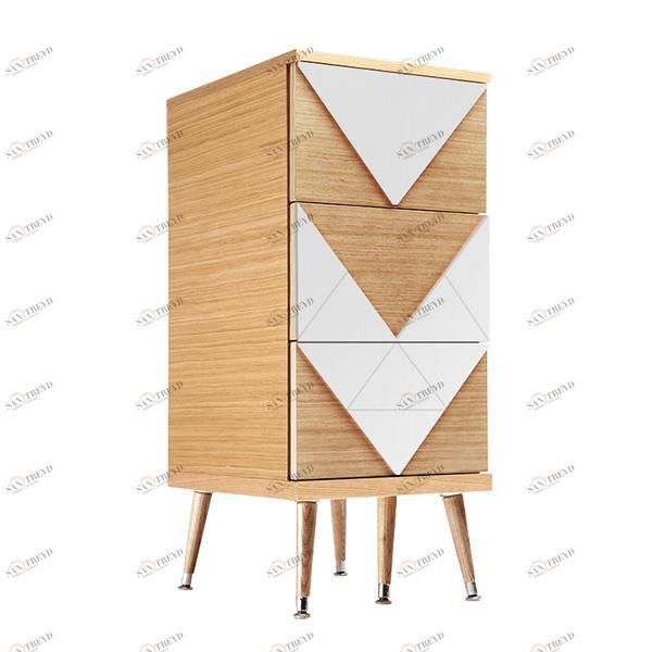 Комод с деревянными ножками и 3 ящиками белый Slim Woo WOODI  00-3965920 Бежевый;белый 