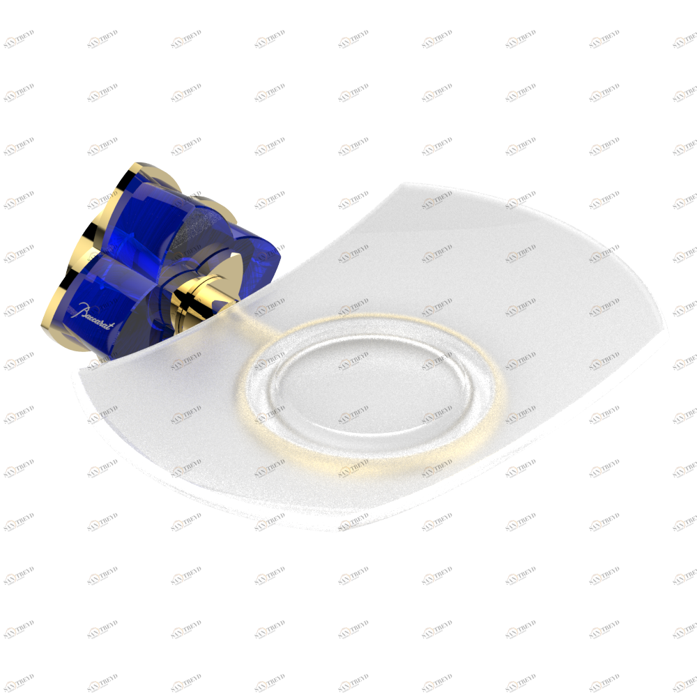 U6B-500 Мыльница стеклянная настенная Thg-paris Pétale de Cristal, синий хрусталь Покрытие PVD золотистый цвет U6B-500 CAT.F