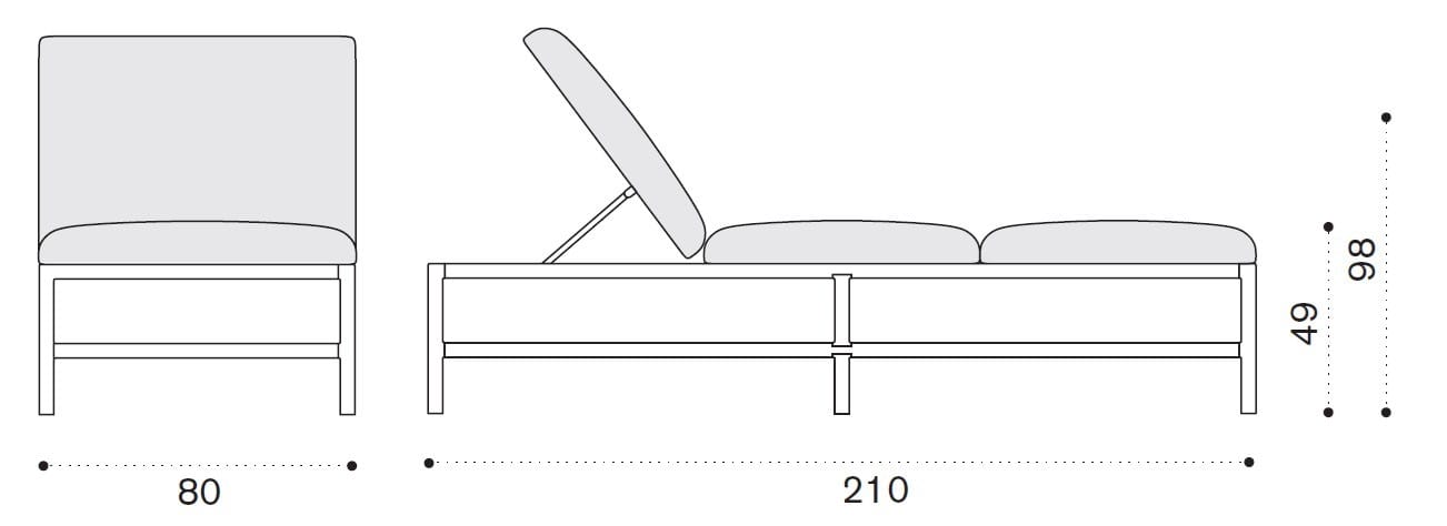 Садовая кровать с откидной спинкой из тикового дерева Ethimo Grand Life ARCH-00096121 - Вид №11