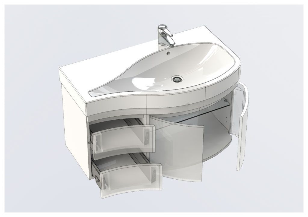 Тумба с раковиной Aquanet Сопрано 95 R белый (2 дверцы 2 ящика) 0016963300169396 - Вид №4