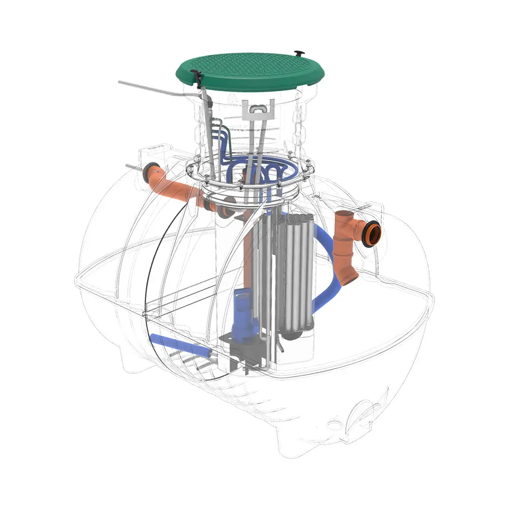 Станция биологической очистки четрыхкамерная Rostok Ground 8 Pro 3500 литров 1600 л/сутки STLM-2121561 - Вид №15