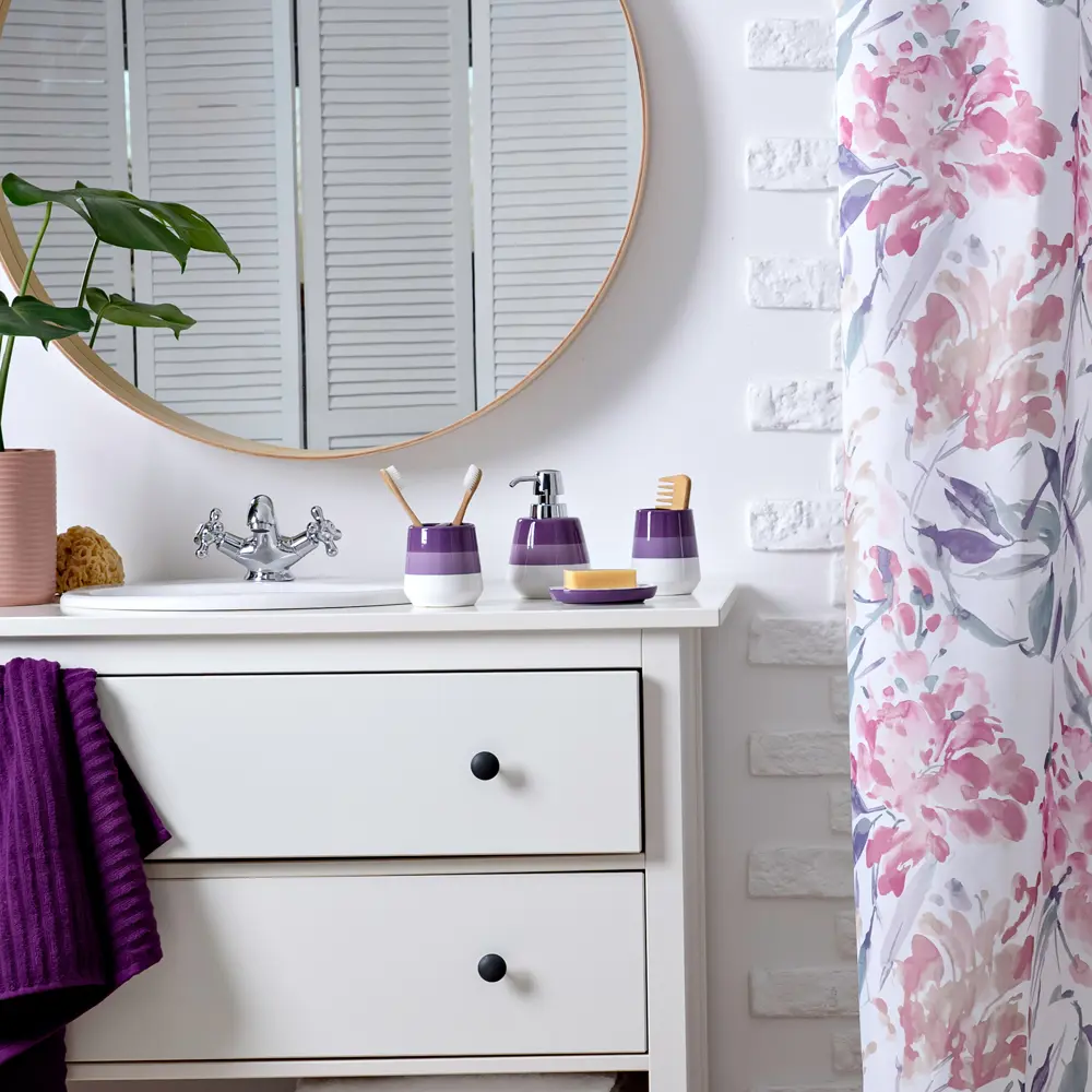 Стакан для зубных щёток «Trait» с разделителем керамика цвет фиолетовый VERRAN STLM-2075600 - Вид №3