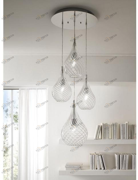 Cangini & Tucci Подвесной светильник с прямым светом из дутого стекла Lacrima R1259mx.4l