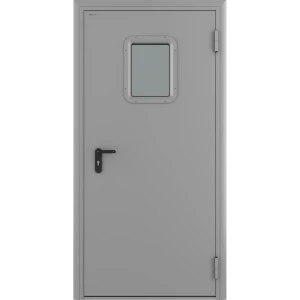 Дверь противопожарная остекленная EI60 78x205 см правая цвет светло-серый RAL7035