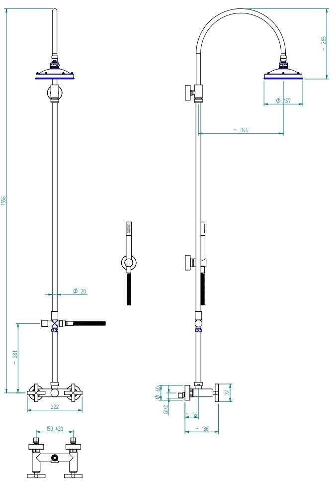 ZAZZERI Настенная душевая стойка с душевой лейкой Da-da sun-id-1419567 - Вид №3
