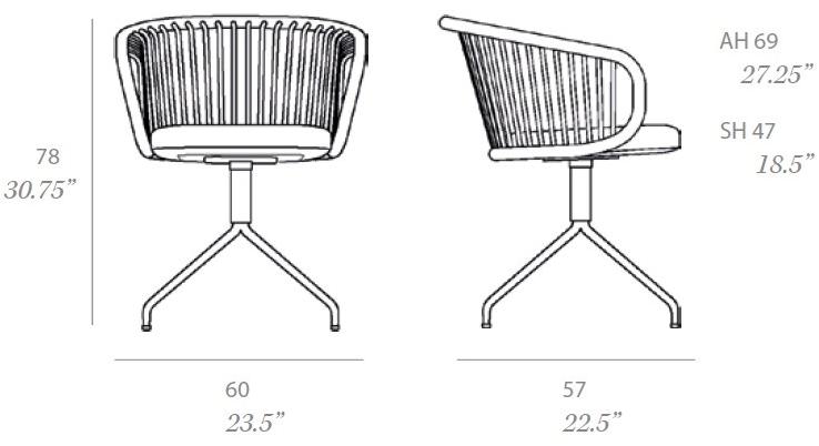 EXPORMIM Вращающееся кресло из ротанга со встроенной подушкой  T070 s  - Вид №4