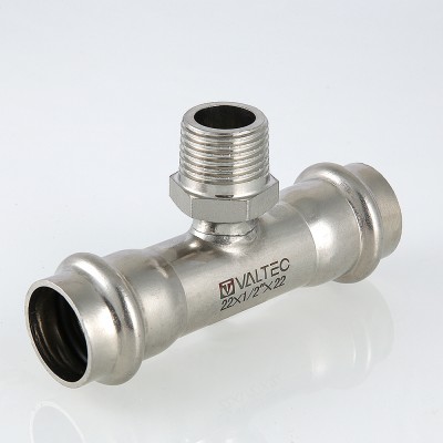 VTi.933.I.280628 Фитинг из нержавеющей стали – пресс-тройник с наружной резьбой Valtec 28 мм х 1"  - Вид №7