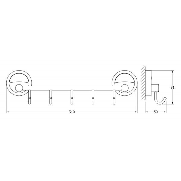 Держатель с 5-ю крючками 30 см FBS (Чехия) ELL 026 sun-id-561279 - Вид №1