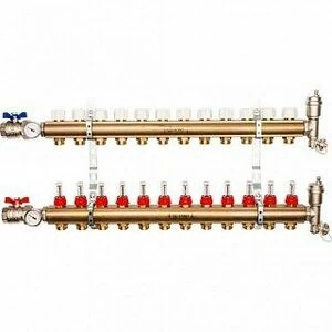 Коллектор из латуни на 12 вых. с расходомерами STOUT