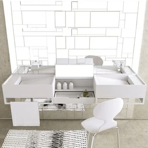 Moma Design Раковина двойная с ящиком Double Coifeuse белая