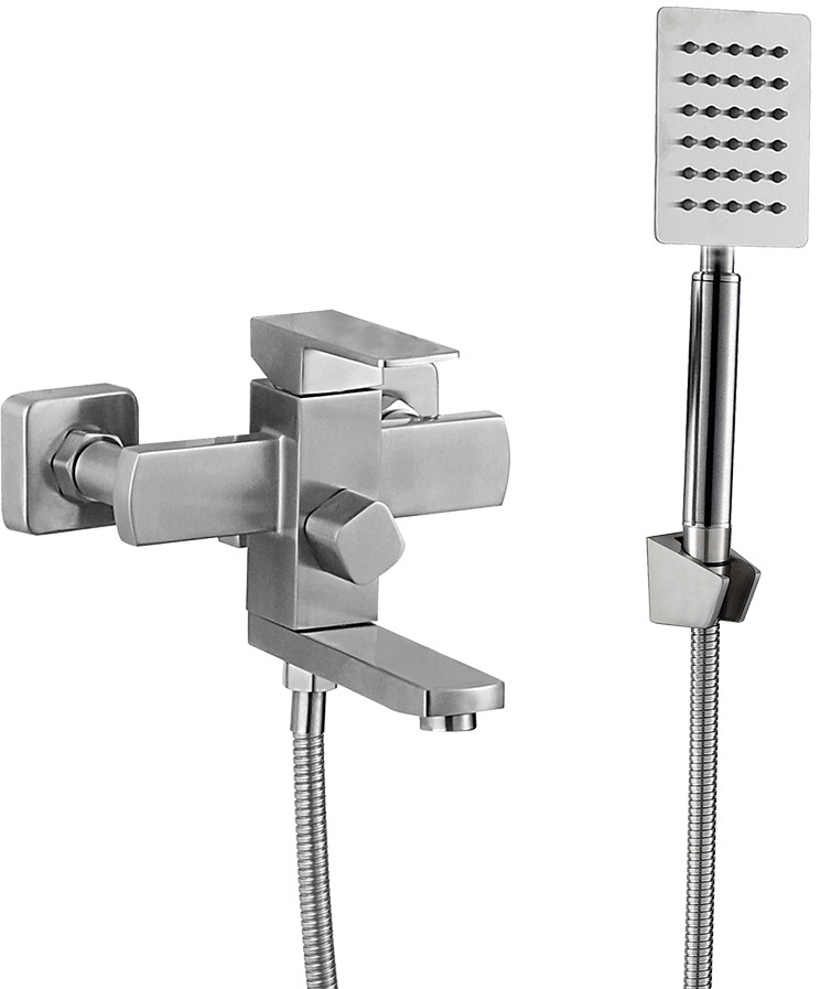 Смеситель д/ванны MELANA-610205 Cubo нерж.сталь, однорычажный, сатин, литой излив