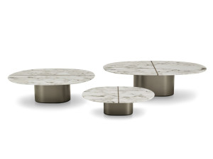 Мраморный низкий овальный журнальный столик для гостиной