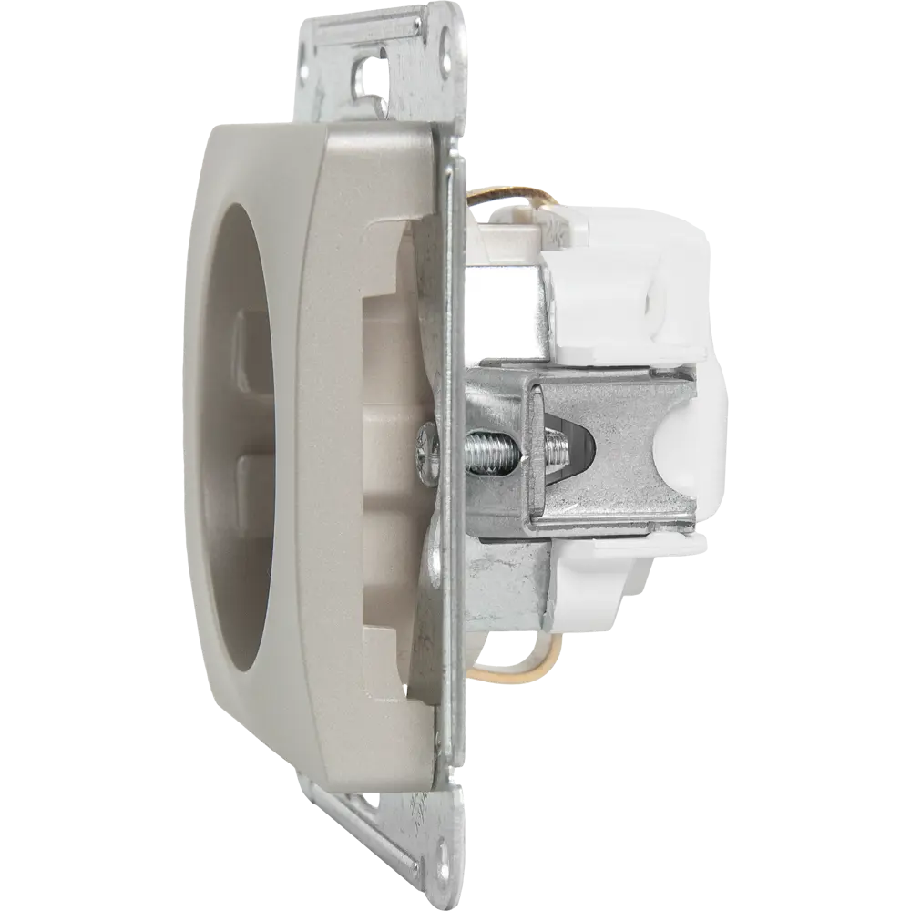 Розетка встраиваемая Systeme Electric Glossa с заземлением со шторками цвет платина STLM-2115836 - Вид №4