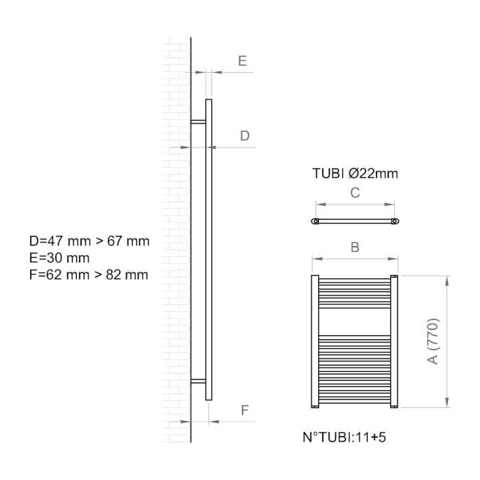 Настенный стальной полотенцесушитель с горячей водой Ercos Опера ARCH-00146678 - Вид №4