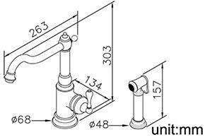 JUSTIME Смеситель для кухни с вытяжным душем Classik 6703-96-82pk - Вид №1