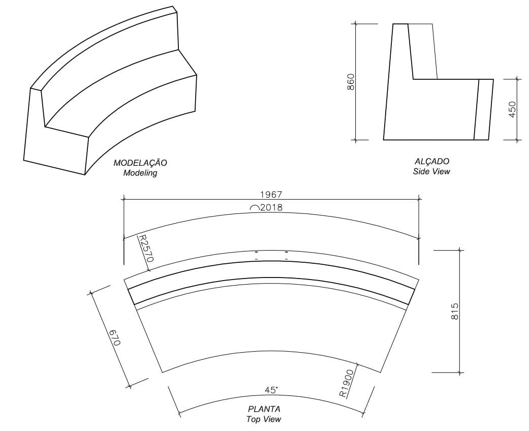 Изогнутая бетонная скамья со спинкой amop Mia ARCH-00041362 - Вид №2