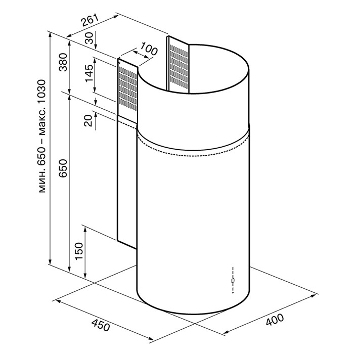 9927661 Вытяжка пристенная KRONA TETIS 400 INOX 4P серебристый STDN-0014332 - Вид №10