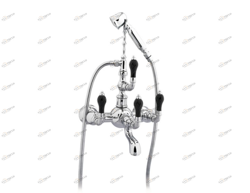 035516.NSL.00 Душевой набор для ванны витой черный фарфор Золото 24К Mestre Artica