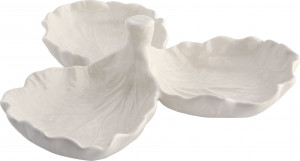 10600136 Bordallo Pinheiro Менажница трехсекционная Bordallo Pinheiro Капуста 21,5см, керамика, бежевая Керамика