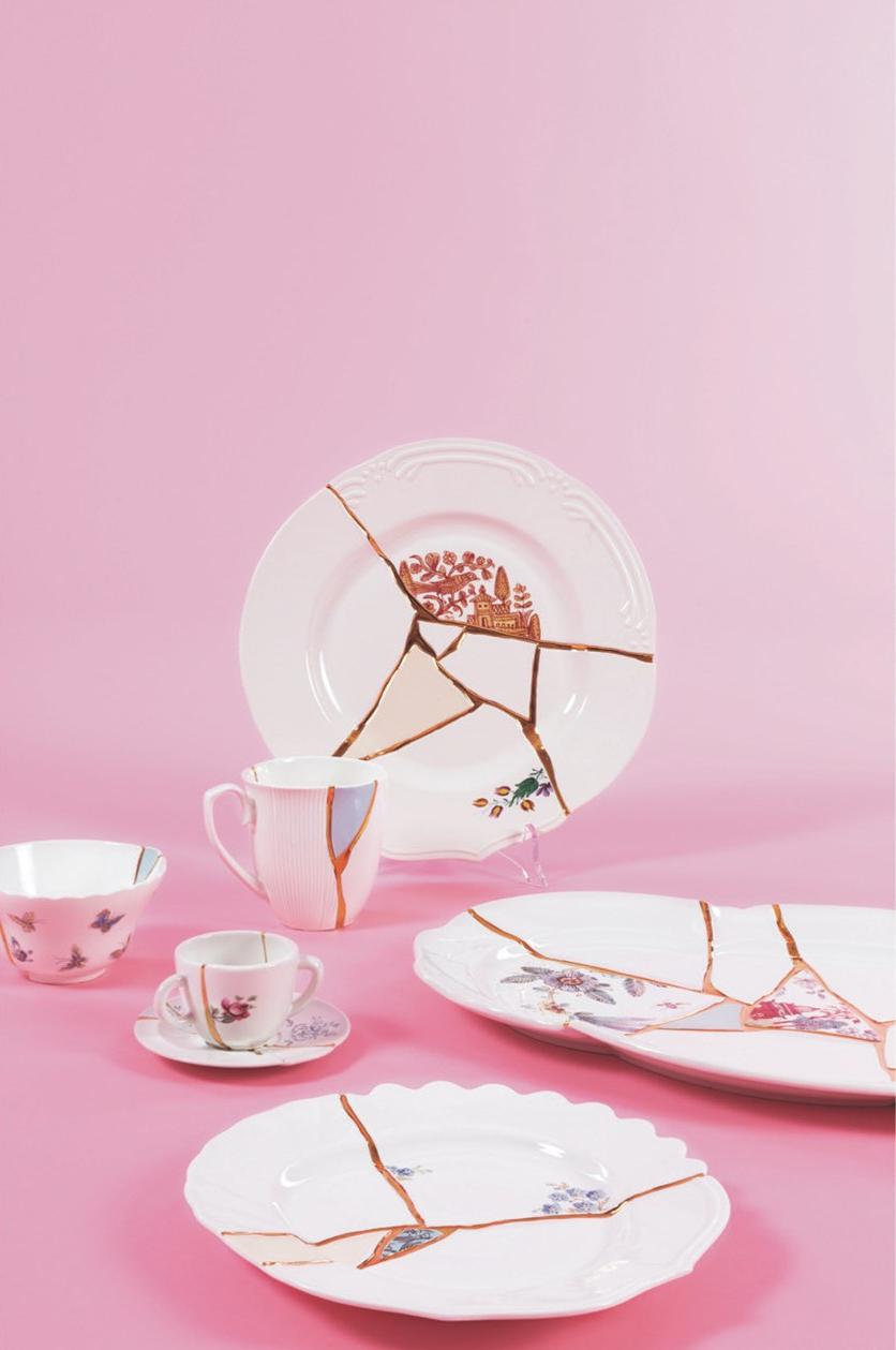 Seletti Сервировочная тарелка из фарфора и золота Kintsugi sun-id-1410313 - Вид №2