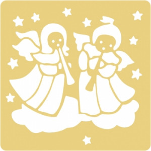 2816500 Трафарет для тиснения бумаги, 65x65 мм, упаковка 1 шт., трубящий ангел Rayher