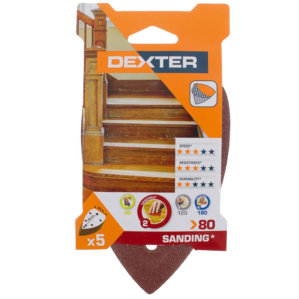 Dexter Шлифовальные листы P80 для труднодоступных мест, 5 шт 18784042 STLM-0012691 - Вид №3
