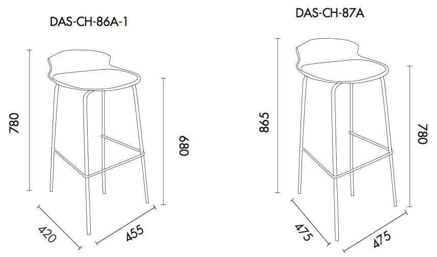 Grado Design Высокий табурет из полипропилена на стальной основе Dash Das-ch- 86a/87a - Вид №8