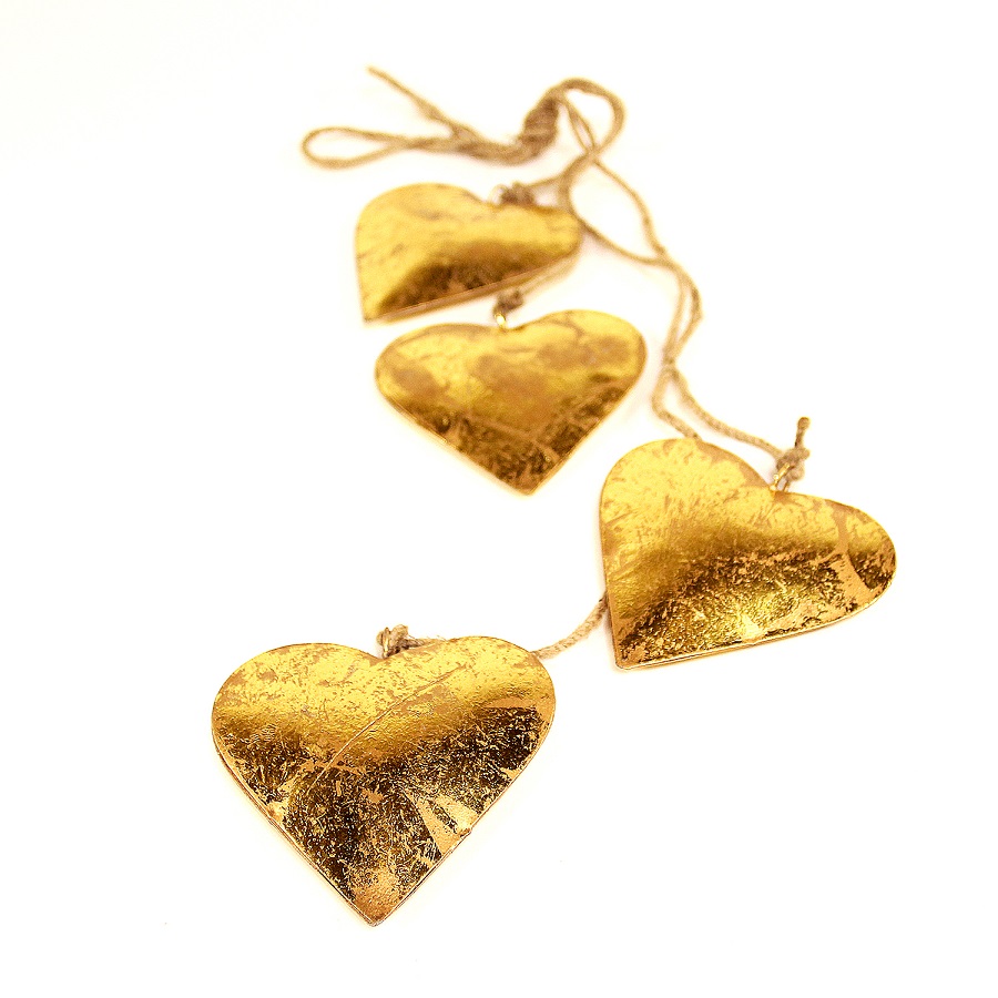 Гирлянда новогодняя подвесная "Сердца золотые" Golden hearts, 65 см ENJOYME  253060 Золото  - Вид №1