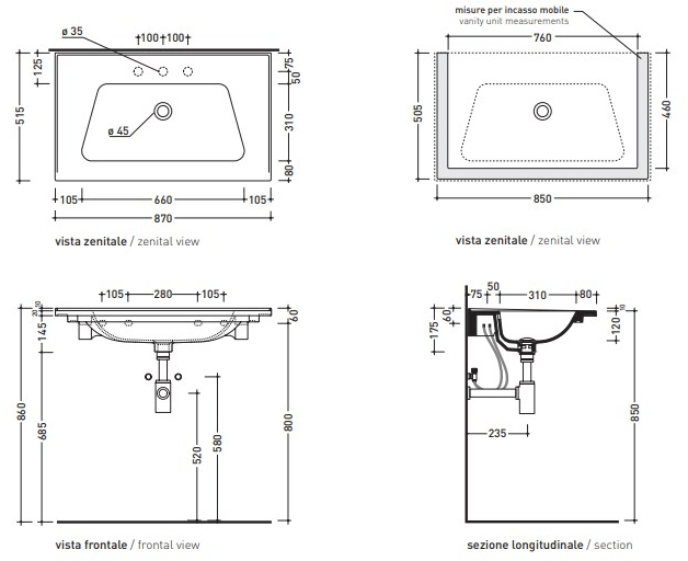 Bm85l Подвесная раковина настенная овальная Ceramica Flaminia Bloom белая - Вид №3