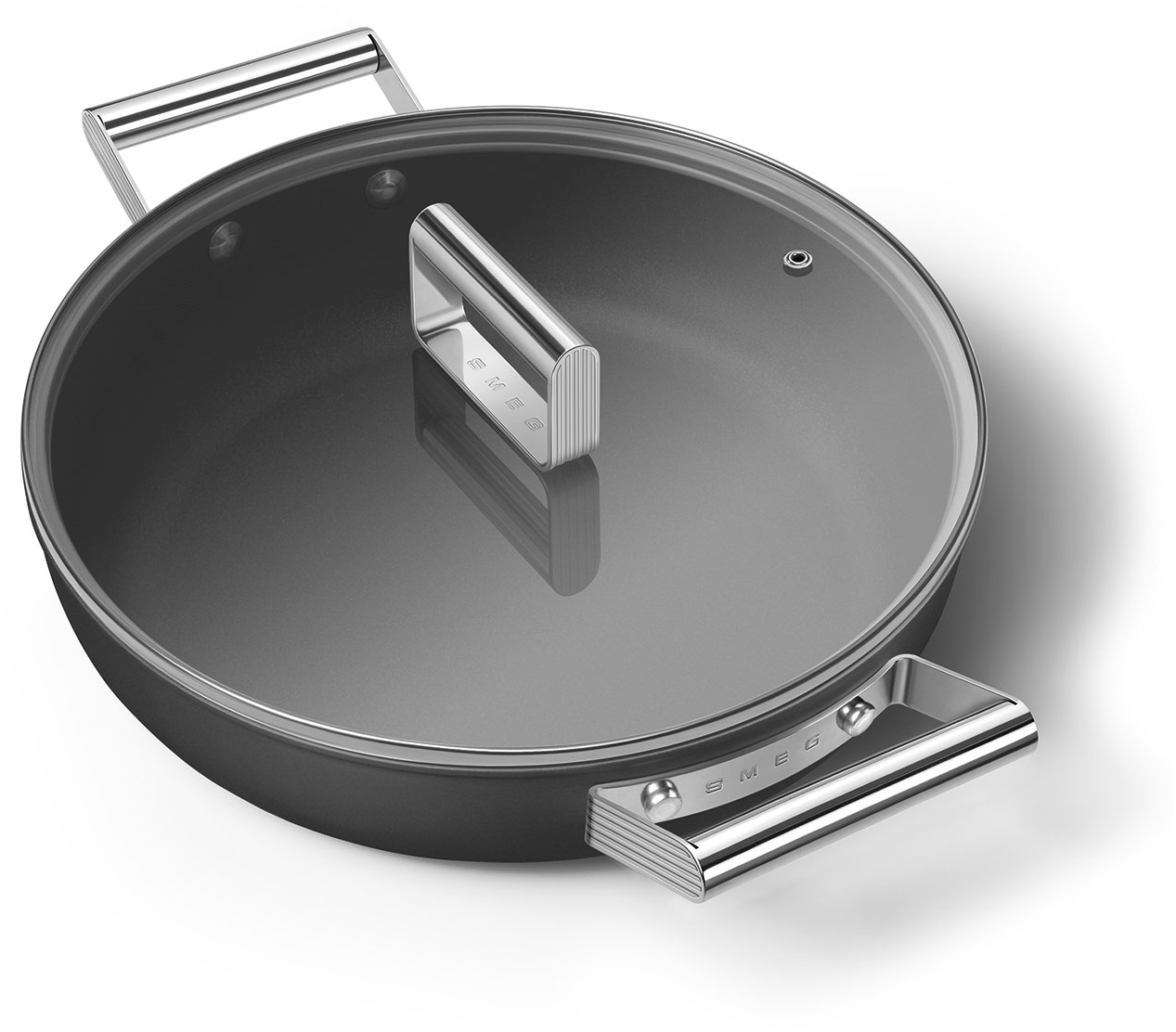 CKFD2811BLM Посуда / глубокая сковорода с двумя ручками и крышкой, 28 см, черная SMEG  - Вид №7