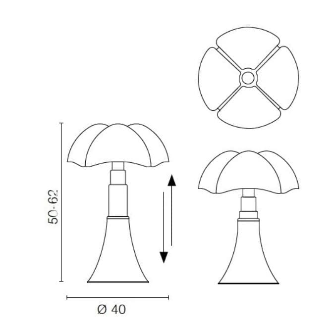 Стальная настольная лампа и метакрилатный абажур Martinelli Luce Летучая мышь ARCH-00087099 - Вид №8
