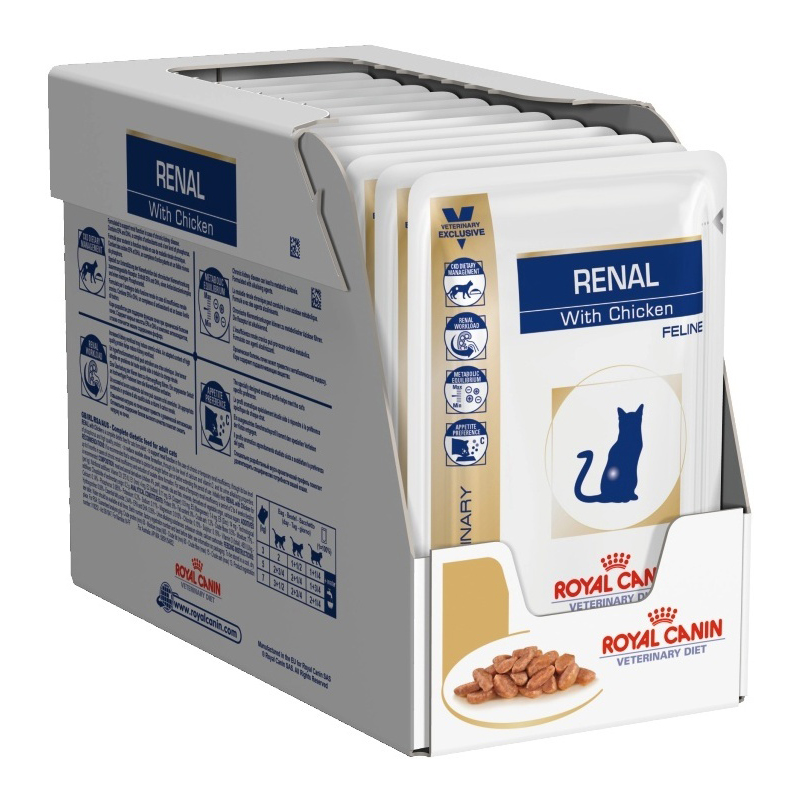 Т0023166*12 Корм для кошек Vet Diet Renal при почечной недостаточности курица пауч 85г (упаковка - 12 шт) ROYAL CANIN 