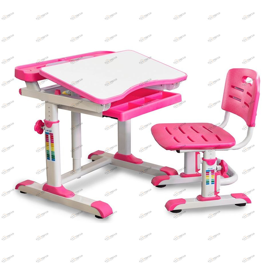 Стол детский бело-розовый со стульчиком BD-09 XL MEALUX EVO  00-3947166 Белый;розовый Santreyd 