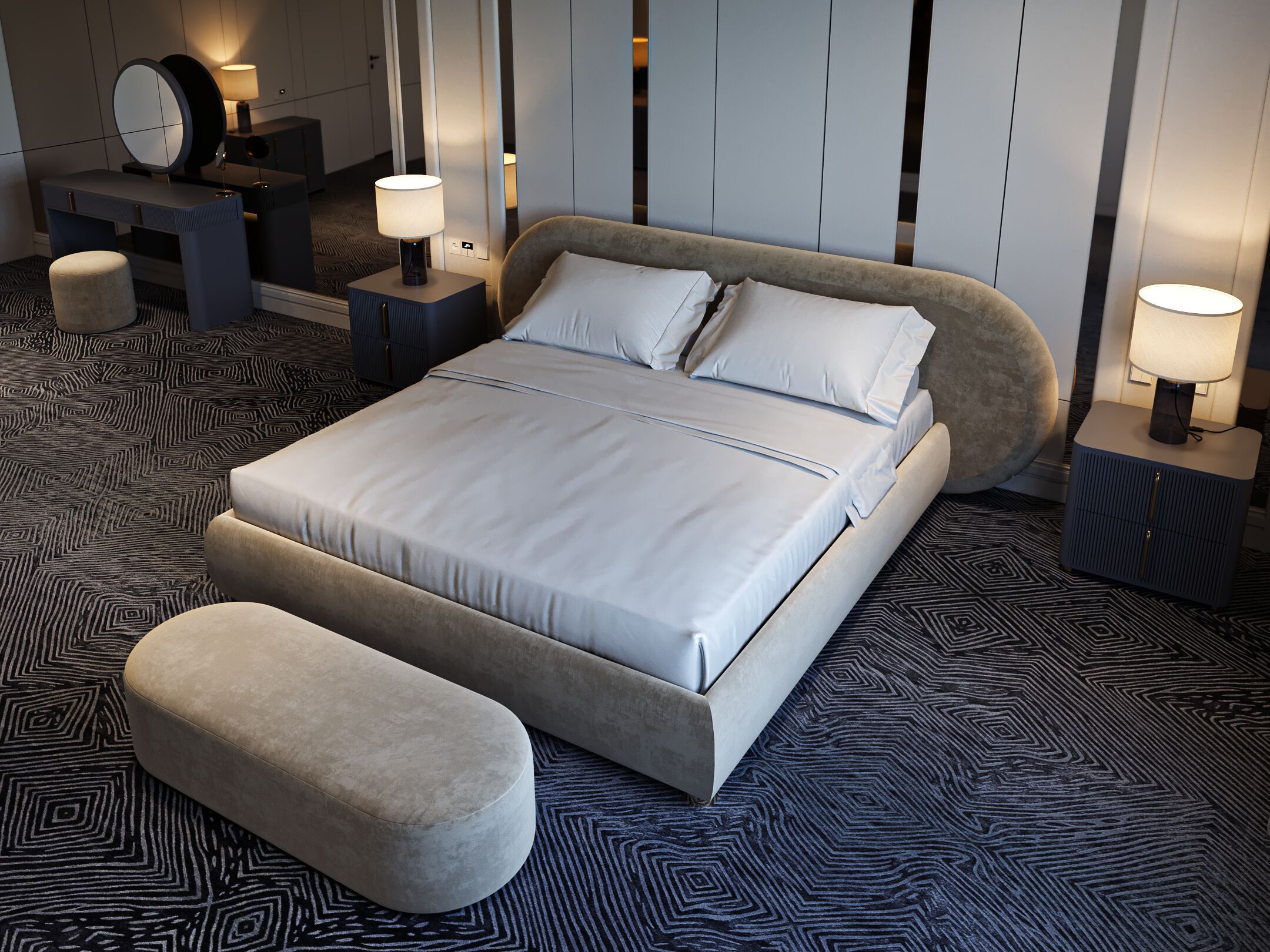 Двуспальная кровать из ткани с мягким изголовьем CASA +39 ENCORE Italia ARCH-00145703 - Вид №1