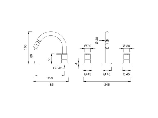 Смесители 3 отверстия с регулируемым дозирующим горлышком CEADESIGN INNOVO ARCH-00132344 - Вид №2