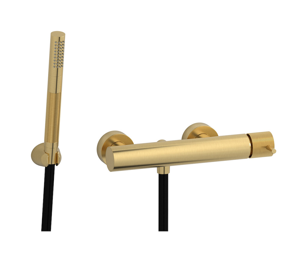 Встроенный смеситель для душа в комплекте с душевым гарнитуром. WE ARE IB id350os Brushed Gold Industria