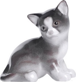 80442 Императорский фарфоровый завод Скульптура "Котёнок Парамоша" (серый) Фарфор твердый 