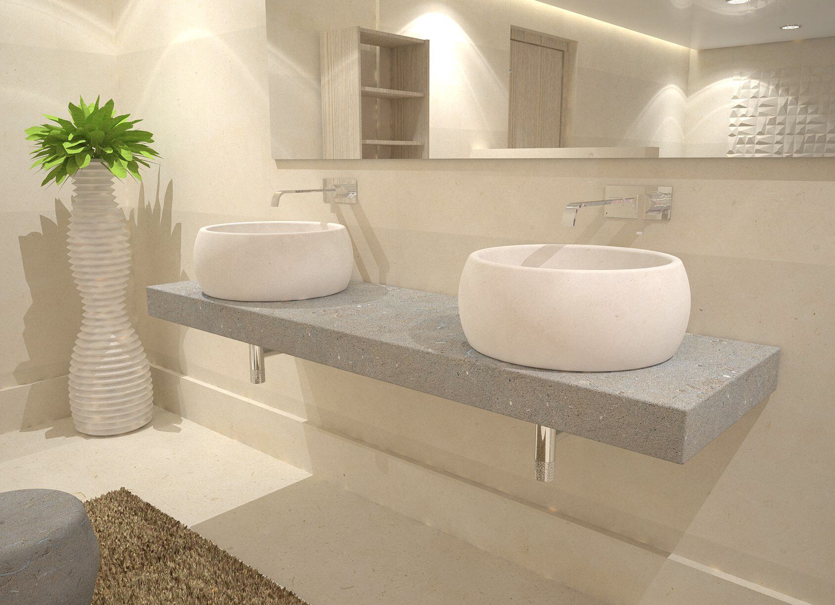 Круглый умывальник из камня Лечче PIMAR L8 ARCH-00079242